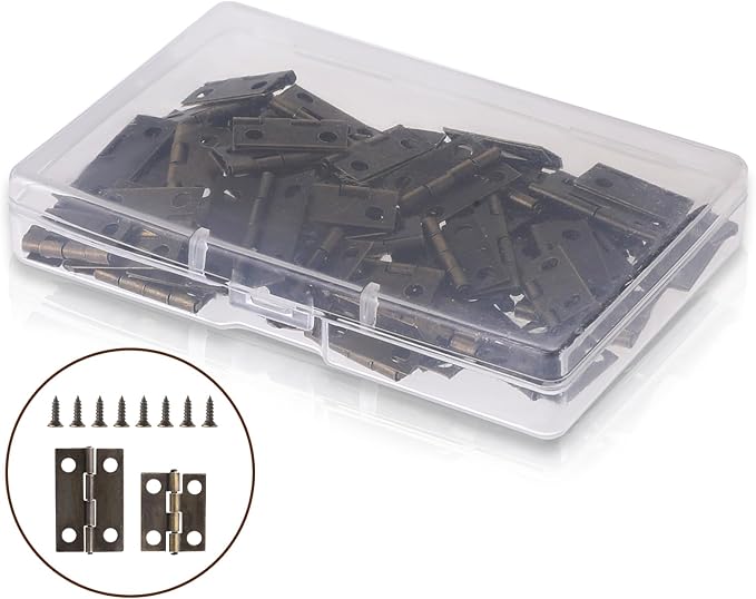 30 Pcs Small Mini Hinges, Retro Decorative Mini Hinge, Stainless Steel Folding Butt Miniature Hinge, 180 Degree Rotation Hinges with Screws for Cabinet Wooden Jewelry Box Crafts