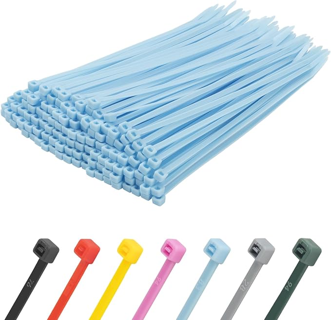 8 Inch Blue Zip Ties 500 Pack, 45 LBS Tensile Strength, Self-Locking Nylon UV Resistant Cable Ties for Indoor & Outdoor
