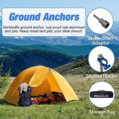 Homeon Wheels Aluminum Ground Anchor Kit, 12-Pack Heavy-Duty Screw Stakes