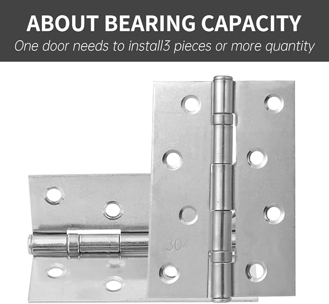 10 Sets of 3.5-inch Silver Door Hinges, Suitable for Doors and Windows, Furniture, Wooden crates, pet Houses, cabinets, Sturdy and Durable 304 Silver Household Door Hinges