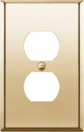 ENERLITES Duplex Receptacle Metal Wall Plate, Stainless Steel Outlet Cover, Corrosion Resistant, Mid-Size 1-Gang 4.88" x 3.11", Stainless Steel 201, 7721M-PB, Polished Brass