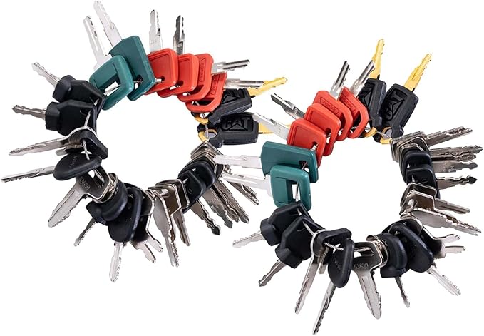 62-Piece Heavy Equipment Key Set: Universal Master Keys Compatible with John Deere, CAT,Komatsu, Kubota, JCB & 10+ Brands – Durable Ignition Keys for Construction Operators