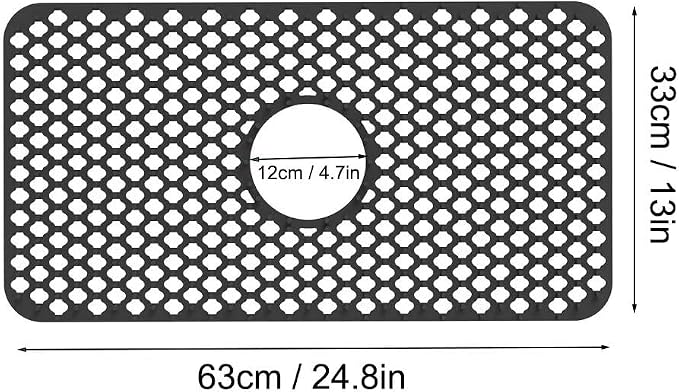 Kitchen Sink Mat 24 x 13in Silicone Sink Mat Non Slip Sink Protector for Farmhouse Kitchen Black