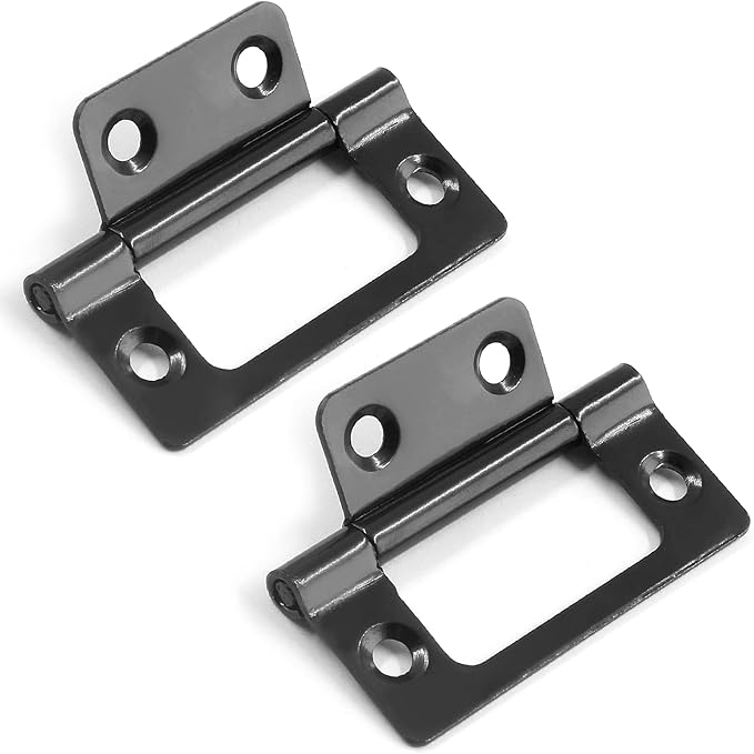 Biaungdo 6 Pcs Non-Mortise Door Hinges, 2 inch x 1 inch Bifold Butt Cabinet Hinges Vintage Furniture Hardware Antique Door Hinge with Screws for Door, Windows, Cabinet, Cupboard(Black)