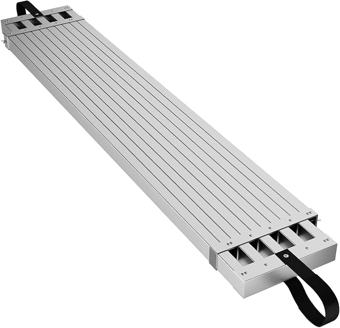 8-13ft Telescoping Plank, Aluminum Work Plank, 440 Lbs Load Capacity Extension Scaffolding Plank with Skid-Proof Platform Scaffold Ladder Accessory, 12.5 Inch Width, Silver