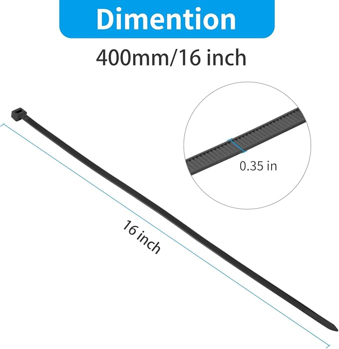 XINGO 16 Inch White Large Zip Ties Heavy Duty 500 Pack, 200 LBS Ultra Strong Plastic Wire Ties, Large Cable Ties Extra Long Tie Wraps, Indoor and Outdoor UV Resistant