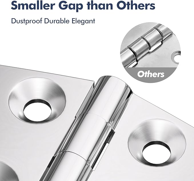 316 Stainless Steel Hinges Marine Grade 4 Pcs 3" x 1.5" Heavy Duty Boat Hatch Hinge Marine Grade Casting Boat RVs Cabinet Door Hinges w/Fasteners