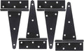 10 Inch T-Strap Shed Door Hinges Heavy Duty, Black Tee Hinge for Wooden Fences, Yard Door, Barn Door Gates, Wrought Hardware Rustproof, 4PCS