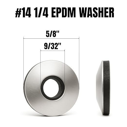 100 PCs 1/4" EPDM Bonded Sealing Washers, 304 Stainless Steel Rubber Washers for Screws – Roofing & Metal Panel Sealers