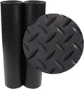 Rubber-Cal Diamond-Plate Rubber Flooring Roll - 3 mm x 4 ft x 2.5 ft Roll - Black