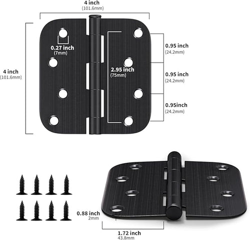12 Pack goldenwarm 4 inch Oil Rubbed Bronze Door Hinges Exterior Door Hinges - Residential Hinges for Interior and Exterior Doors, 5/8" Radius Corners, Iron