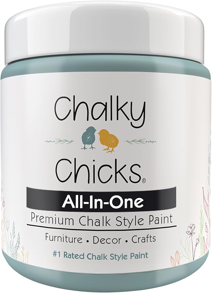 Chalky Chicks 4 Fl Oz Matte Stormy Seas (Light Blue) Chalk Paint for Furniture Without Sanding - No Prep Furniture Paint No Sanding All in One for Crafts, Wood, Cabinet, Metal, Dresser, Farmhouse