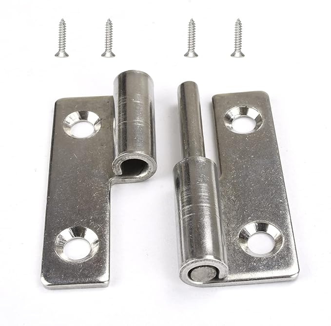 4Pcs 2inch Long Steel Small Slip Joint Flag Hinge-Lift Off Left Handed Lid Door,304 Stainless Steel