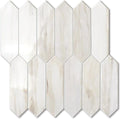 Vamos Tile 1 Sheet Glossy Wood Marble Grain Backsplash Tile Peel and Stick, 12.8 x 12.8 Inch Long Hexagon PVC Self Adhesive Mosaic Wall Tiles Stick on Backsplash for Kitchen,Bathroom,Fireplace