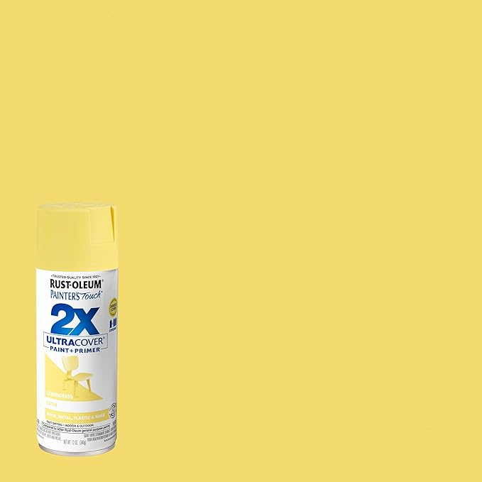 Rust-Oleum 334081-2PK Painter's Touch 2X Ultra Cover Spray Paint, 12 oz, Satin Lemon Grass, 2 Pack