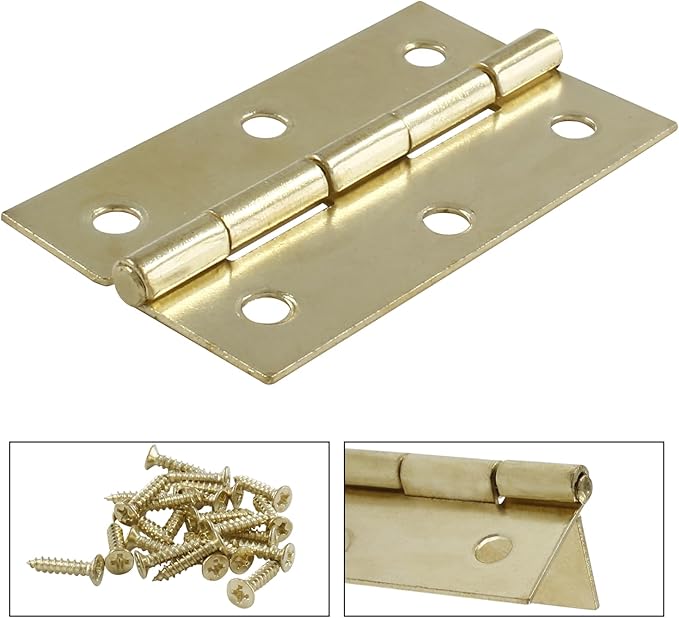 Murtenze 12 Pack 2.5 Inch Door Hinge, Gold Butt Hinges Ball Bearing, Window and Outdoor Hinges With Mounting Screws
