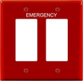 ENERLITES Double Decorator Switch Cover with Emergency Label, Two Gang Outlet Wall Plate, Mid-Size 2-Gang 4.88" x 4.92", Unbreakable Polycarbonate Thermoplastic, UL Listed, 8832M-ER, Red