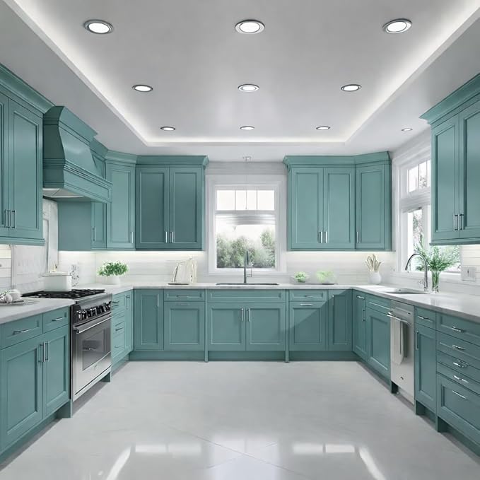 ALL-IN-ONE Paint by Heirloom Traditions, Amalfi (Agua Blue), Quart - Durable cabinet and furniture paint. Built in primer and top coat, no sanding needed. Includes our 30 featured color card.