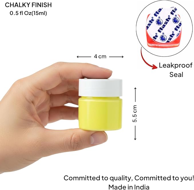 FLASH Acrylic Chalk Paint Set, 25 Colors (50 mL), Decor Paint With Chalky and Ultra Matte Finish, High Pigment Strength, Non Fading, Multi Surface Art & Craft Acrylic Paint