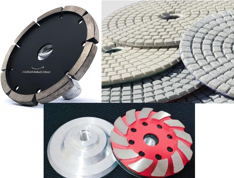 4 1/2" Diamond Tuck Point Blade Crack Chaser Blade (2 Pieces) and 4" Diamond Polishing Pad grinding cup wheel 25+1 for stone granite concrete cement travertine smoothing mortar grout remover