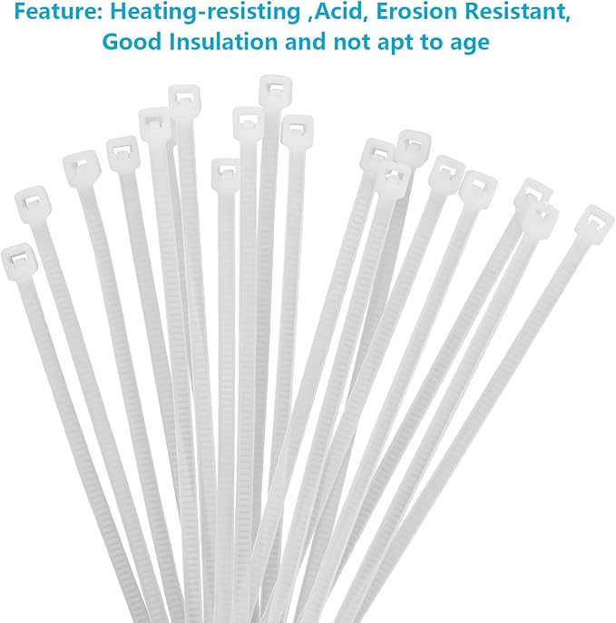 XINGO White Zip Ties Assorted Size 1500 Pack, 4+6+8+10+12 Inch, Self-Locking UV Resistant Nylon Cable T iesPerfect for Home, Office, Garden and Workshop