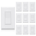 ELEGRP 3 Way Decorator Light Switch, 15Amp, 120-277 Volt, AC Rocker Paddle Wall Switch Replacement, Self-Grounding, Residential Grade, Screwless Wall Plate, UL Listed (10 Pack, Glossy White)