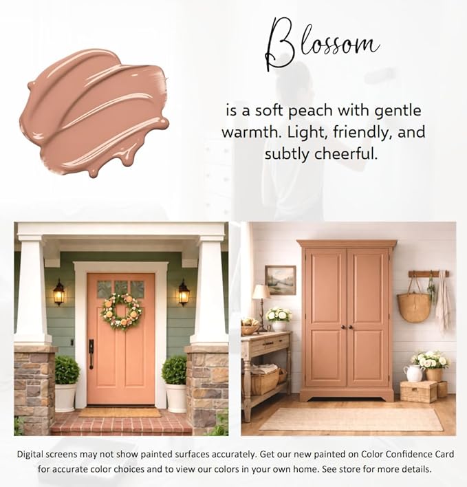 ALL-IN-ONE Paint by Heirloom Traditions, Blossom (Soft Peach), Gallon - Durable cabinet and furniture paint. Built in primer and top coat, no sanding needed. Includes our 30 featured color card.