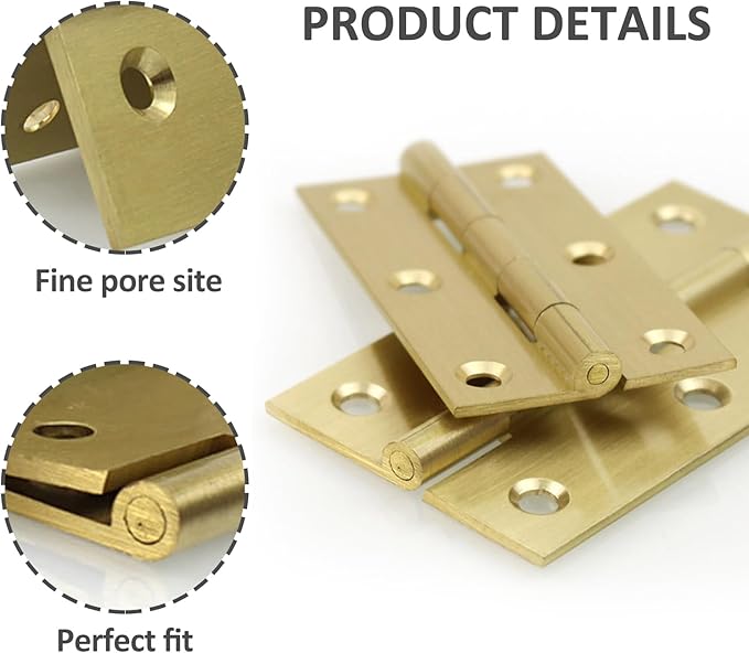 Mini Solid Brass Hinges Cabinet Drawer Butt Hinges for Jewelry Chest Wood Box,1/2/2.5Inch,8PCS(2Inch)