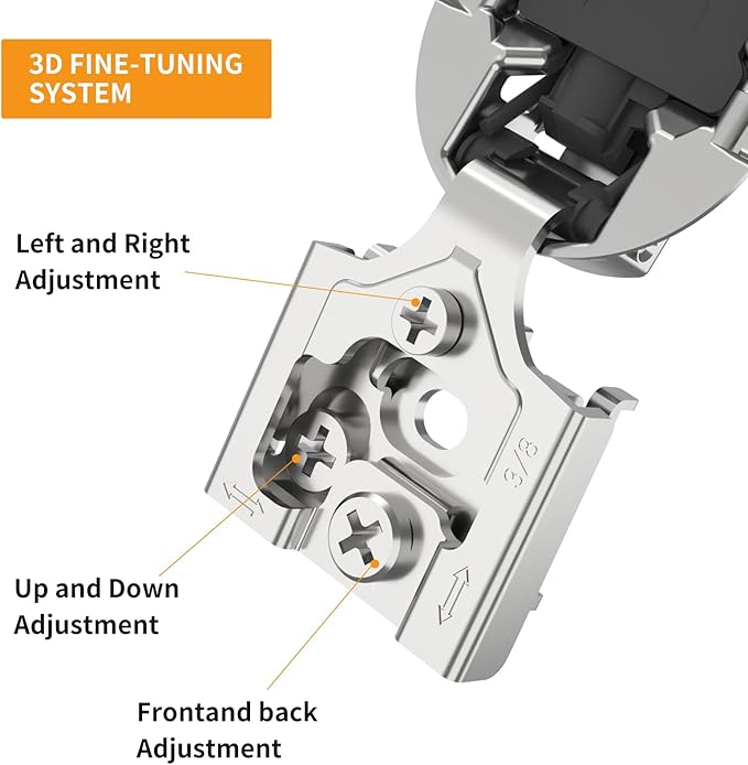 Chibery 10 Pack 3/8" Overlay 3D Soft Close Concealed Hinge for Face Frame Door, Smooth Slow Self Closing Hinges, Satin Nickel, Hidden 105° Open Angle Stainless Steel Hinge for Kitchen Cabinet Door