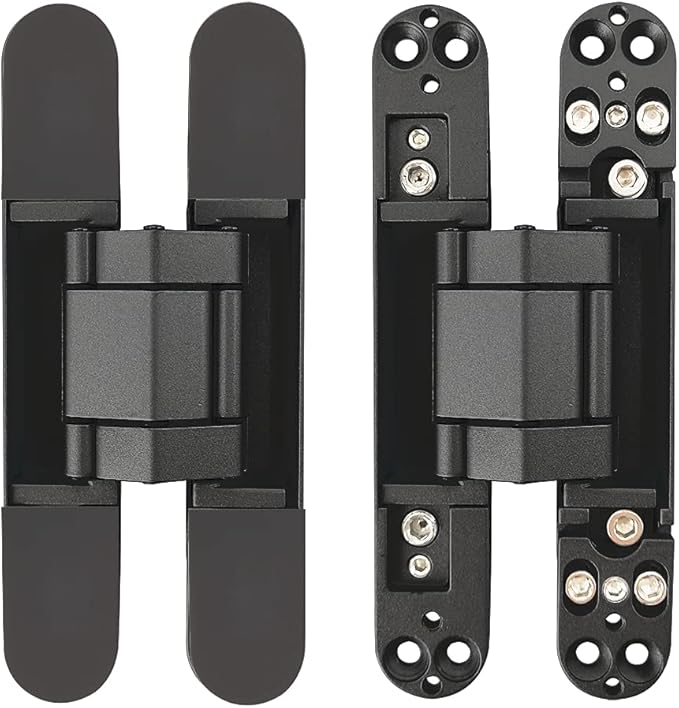 Invisible Hinges Concealed Door Hinge Heavy Duty Hidden Hinge 3-D Adjustable - Black -1 Pair