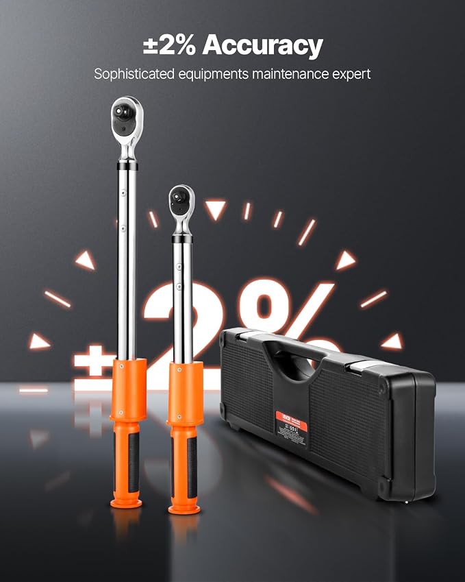 VEVOR Digital Torque Wrench 3/8 1/2 Inch Drive, 0-44.25FT.LB(0-60Nm)/0-162.26FT.LB(0-220Nm) ±2% Accuracy, Electronic Torque Wrench with Preset Mode,Vibration,Buzzer,LED Notification,5Units of Measure | 2.2-44.25Ft.Lb(3-60Nm)/8.1-162.26Ft.Lb(0-220Nm) , ...