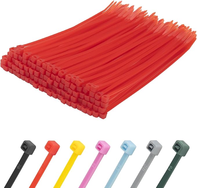 8 Inch Red Zip Ties 500 Pack, 45 LBS Tensile Strength, Self-Locking Nylon UV Resistant Cable Ties for Indoor & Outdoor