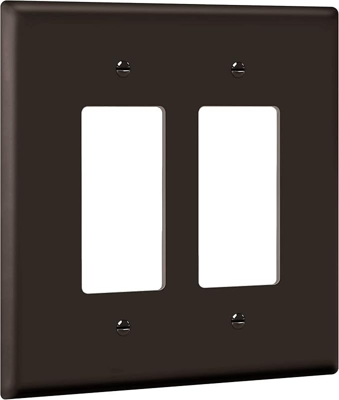 ENERLITES Double Decorator Switch Cover, Two Gang Outlet Wall Plate, Gloss Finish, Oversized 2-Gang 5.50" x 5.50", Unbreakable Polycarbonate Thermoplastic, UL Listed, 8832O-BR, Brown