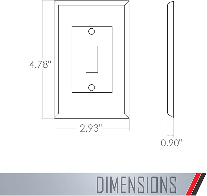 TayMac 5070W MASQUE 2000 Mid-size White 1-Gang Decorator Toggle Switch Wall Plate with Toggle Cover, Paintable Outlet Cover Replaces Old Wall Plate