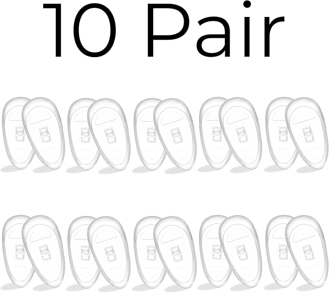 GMS Optical Screw-in Silicone Nose Pads for Glasses | 11mm Extra Small | Non Slip Nose Grips for Sunglasses, Eyeglass Accessories for Kids & Small Frames w/Screws & Screwdriver (10 Pairs, Clear)