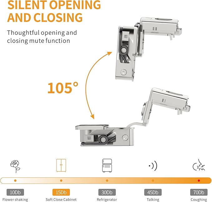 Chibery 50 Pack 1-1/4" Overlay 3D Soft Close Concealed Hinge, Face Frame Door, Small Angle Slow Close, Self Closing Hidden Satin Nickel, 105° Concealed Stainless Steel Hinges for Kitchen Cabinet Door