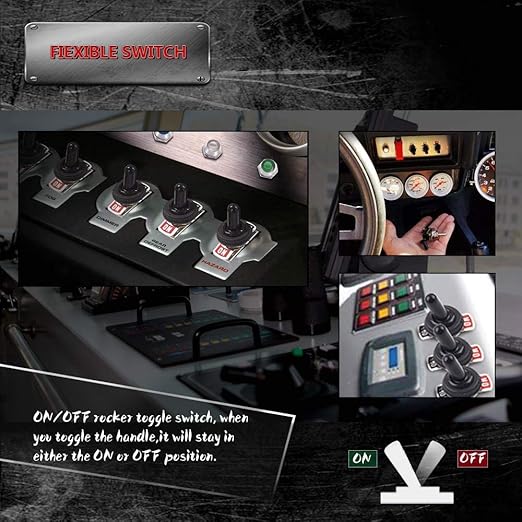 8 Pack Toggle Switches, 2 Pin 20A 125V AC/ 15A 250V AC ON Off Switch, SPST Car Rocker Switches with Boot Cap Cover, 12V Heavy Duty Waterproof Toggle Switch