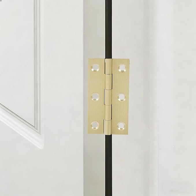 Mcredy 2 Pcs Cabinet Hinges 2.5" Extruded Solid Brass Interior Door Butt Hinge Heavy Duty Satin Nickel for Cabinet Closet Wood Box