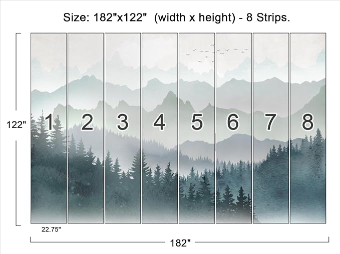 Cliouar-Mountain Peaks Woods Bedroom Living Room Decoration Mural Wallpaper 182" x 122"(Not Peel and Stick)