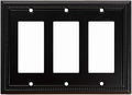 Henne Bery Sunken Pearls Heavy Duty Decorative Wall Plate Switch Plate Outlet Cover (Triple Decorator, Matte Black)