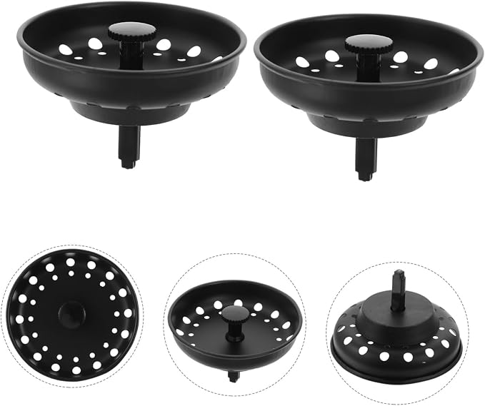 Homoyoyo 2pcs Metal Sink Drain Strainer Stopper Kitchen Sink Filter for Hair and Food Debris Easy to Install and Remove
