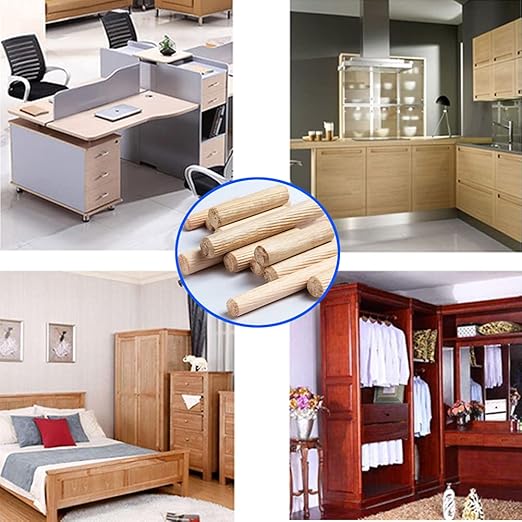 Medsuo 21pcs Wooden Dowels Assorted M6 M8 M10 Hard Wood Grooved Plugs Furniture Woodwork Pin Craft for Grooved, Craft, DIY, Carpentry (6mm 8mm 10mm)
