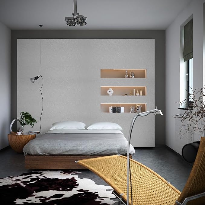 Silver Grey Wallpaper Peel and Stick Embossed Self Adhesive Contact Paper | 15.7" X 393.7" Removable Home Decoration Silk Vinyl Wrap Cabinet Countertops Furniture Renter Friendly Shelf Paper
