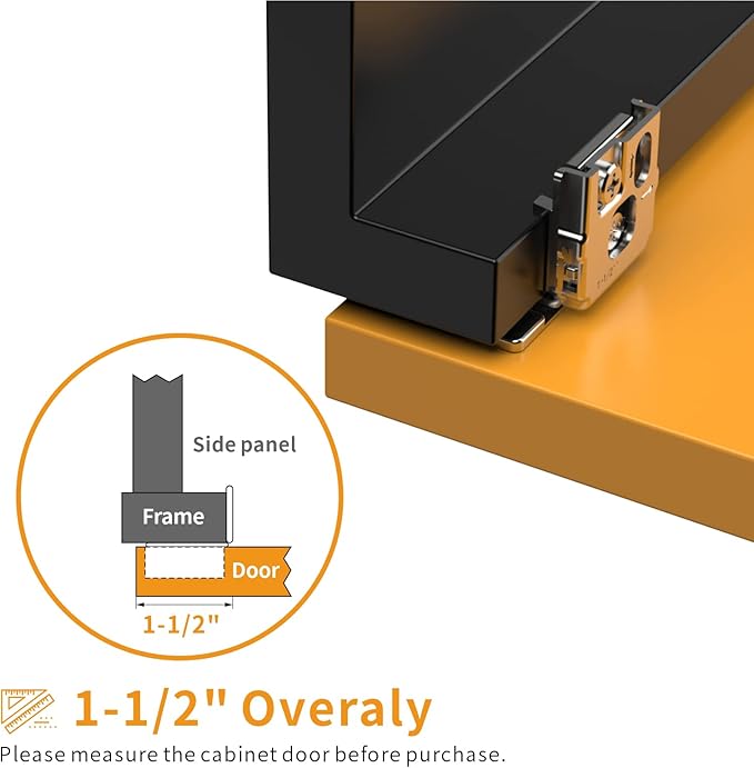 Chibery 2 Pack 1-1/2" Overlay 3D Soft Close Concealed Hinge for Face Frame Door, Smooth Slow Self Closing Hinges, Satin Nickel, Hidden 105° Open Angle Stainless Steel Hinge for Kitchen Cabinet Door