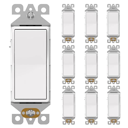 Aida 3-Way Switch - 15Amp, 120/277 Volt Paddle Switch, Self-Grounding, Residential & Commercial Grade, UL Listed (10 Pack, Matte White)