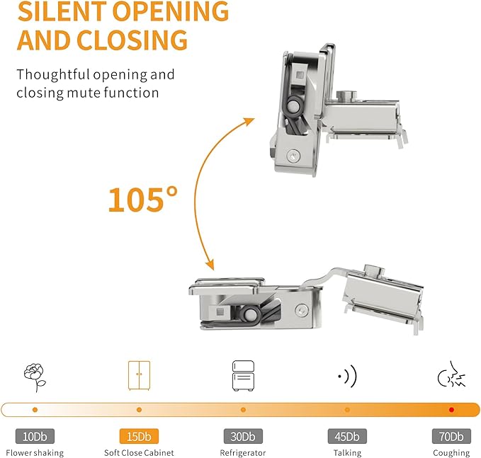Chibery 10 Pack 1/2" Overlay 3D Soft Close Concealed Hinge, Face Frame Door, Small Angle Slow Close, Self Closing Hidden Satin Nickel, 105° Concealed Stainless Steel Hinges for Kitchen Cabinet Door