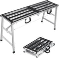 Folding Scaffolding Platform Steel Step Ladder Stool Height Adjustment 27-43"(H) Portable for Home Improvement, Drywall Painting, Maintenance at Height, Maximum Load 600lbs
