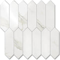 Vamos Tile 1 Sheet Glossy White Marble Backsplash Tile Peel and Stick, 12.8 x 12.8 Inch Long Hexagon PVC Self Adhesive Mosaic Wall Tiles Stick on Backsplash for Kitchen and Bathroom