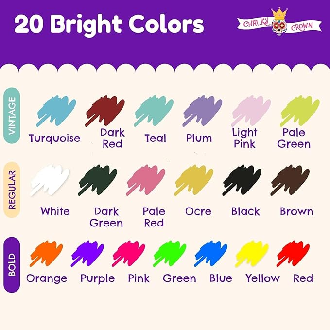 Bold Chalk Markers - Dry Erase Marker Pens - Liquid Chalk Markers for Chalkboards, Signs, Windows, Blackboard, Glass - Reversible Tip (20 Pack) - (Multicolored, 6mm)