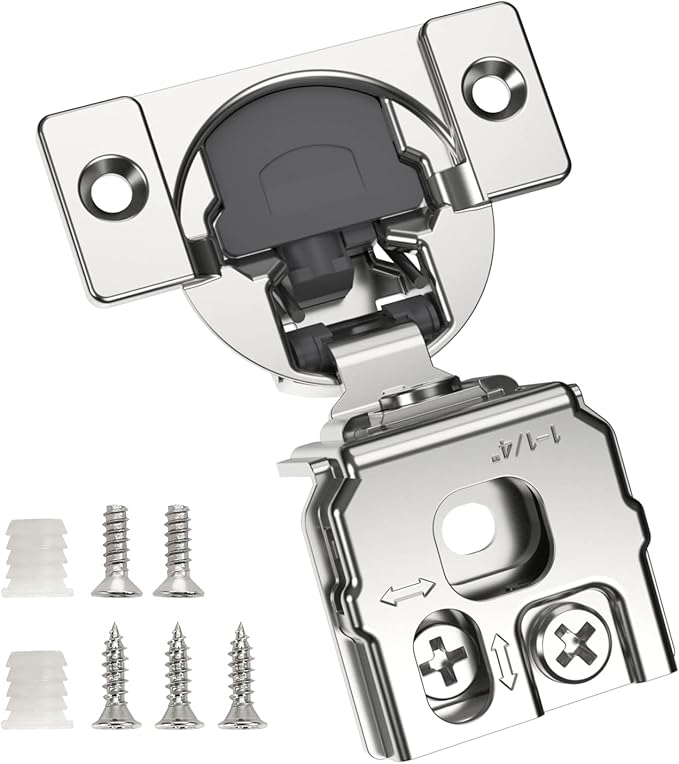 Chibery 20 Pack 1-1/4" Overlay 3D Soft Close Concealed Hinge for Face Frame Door, Smooth Slow Self Closing Hinges, Satin Nickel, Hidden 105° Open Angle Stainless Steel Hinge for Kitchen Cabinet Door